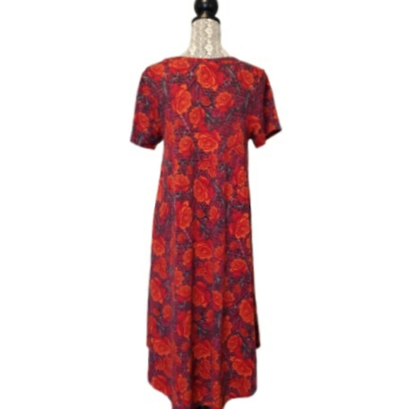 🚫SOLD🚫Lularoe Red Flowered 'Carly' Swing Dress - Picture 2 of 7